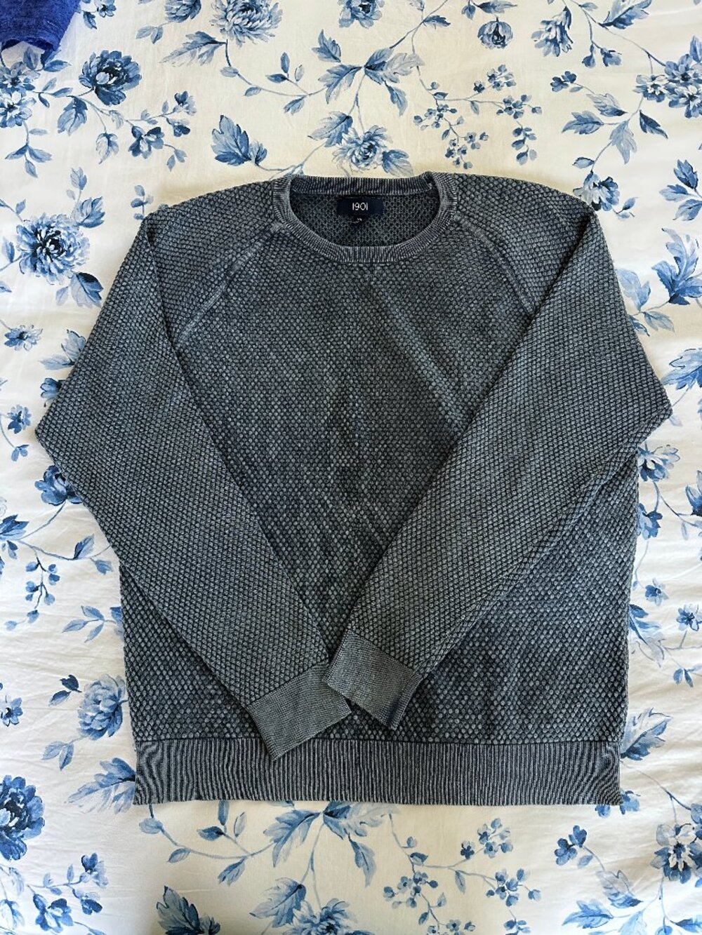 Nordstrom 1901 Bubble Knit Sweater Men's XL Blue 100% Cotton Pullover